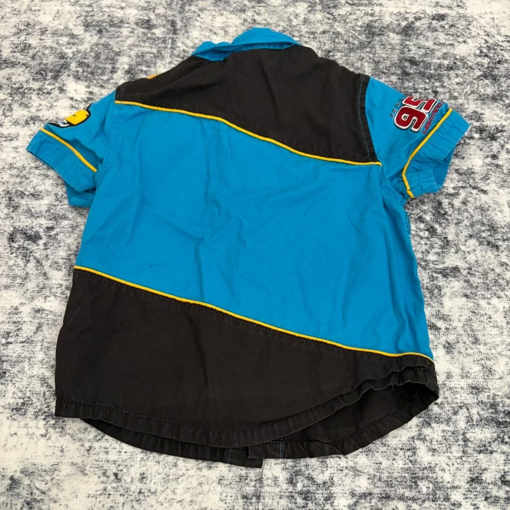 Disney Store Cars Lightning McQueen Racing Patch Button Down Shirt Size 3 Boys